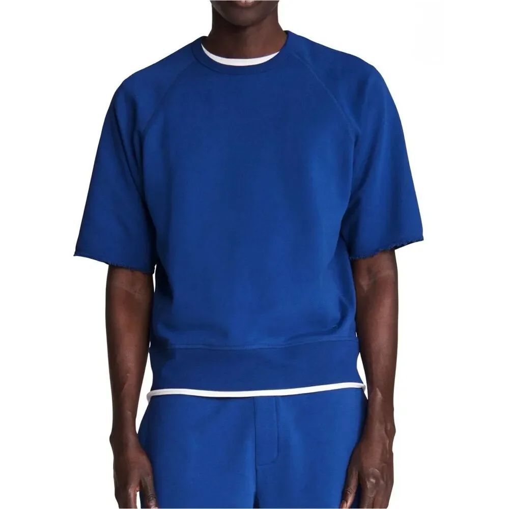 RAG & BONE City Organic Loopback Blue Cotton-Jersey Oversized Sweatshirt Medium